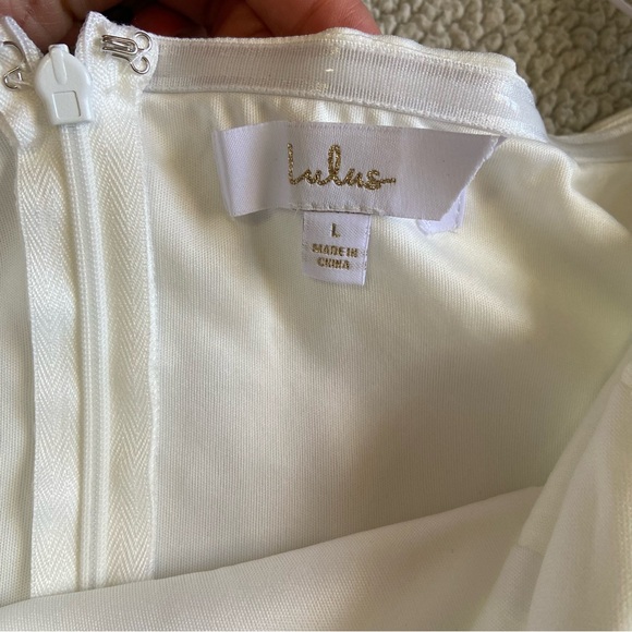 NWOT Lulus Everlasting Desire White Mesh Pearl Off-the-Shoulder Maxi Dress - Picture 9 of 10